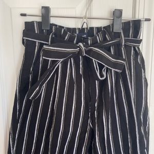Black striped pants with tie